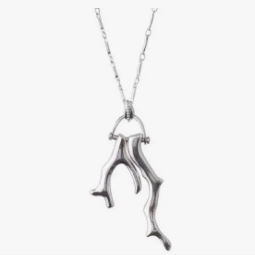 Stella and Dot Vallen silver coral branch pendant necklace